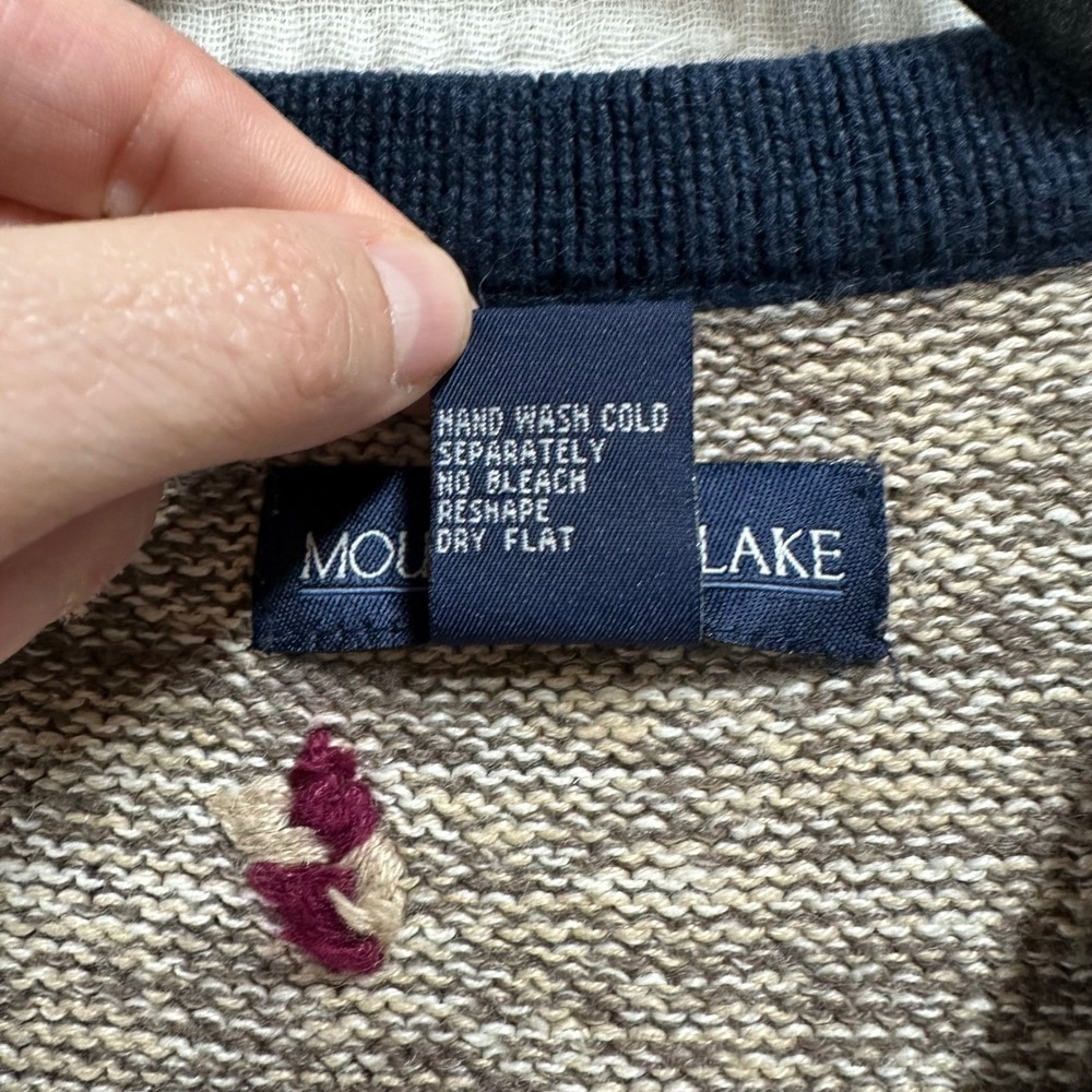 Vintage Mountain Lake Sweater Vest XL Floral Embroidered Cottagecore Cabin Fall - Picture 3 of 7